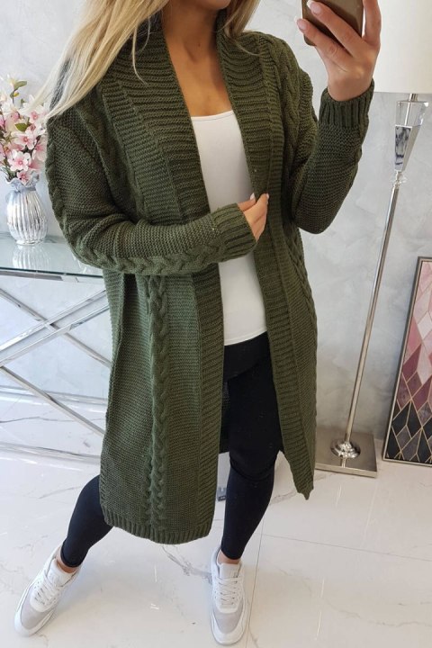 Sweter Kardigan splot warkocz khaki Sweter Kardigan splot warkocz khaki