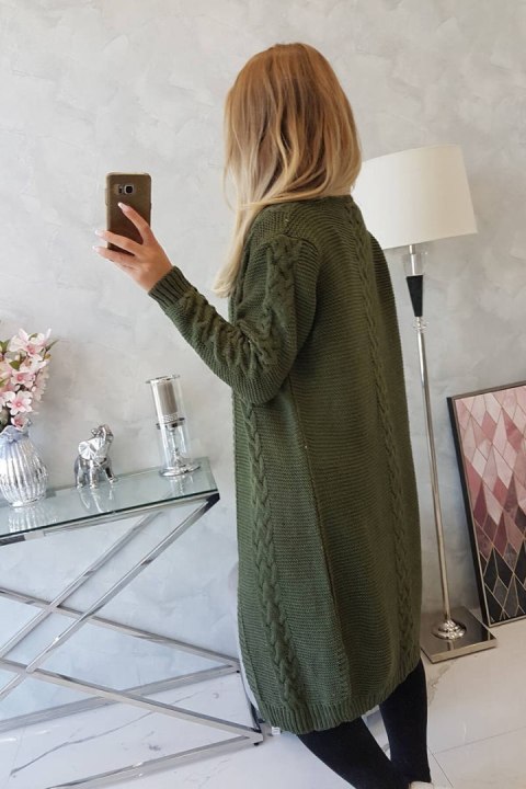 Sweter Kardigan splot warkocz khaki Sweter Kardigan splot warkocz khaki