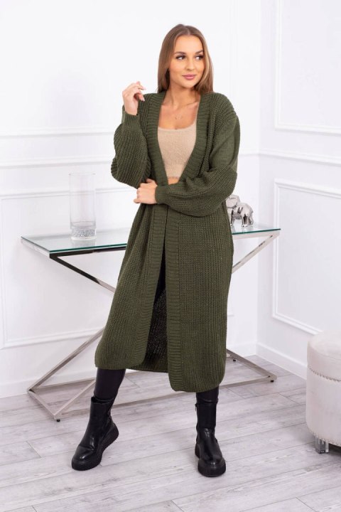 Sweter długi kardigan khaki
