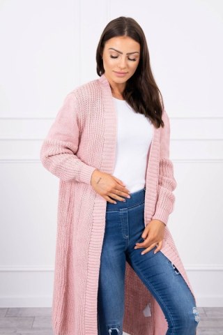 Sweter długi kardigan pudrowy róż