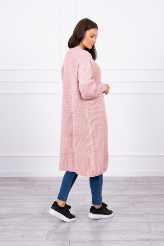 Sweter długi kardigan pudrowy róż