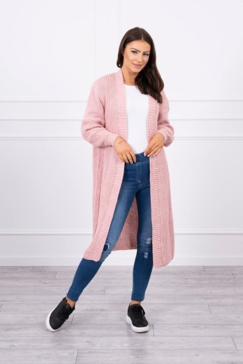 Sweter długi kardigan pudrowy róż