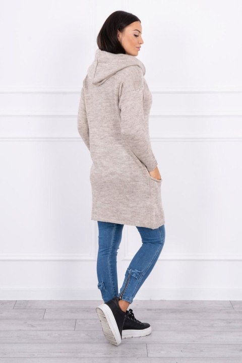Sweter z kopertowym dołem ciemny beżowy