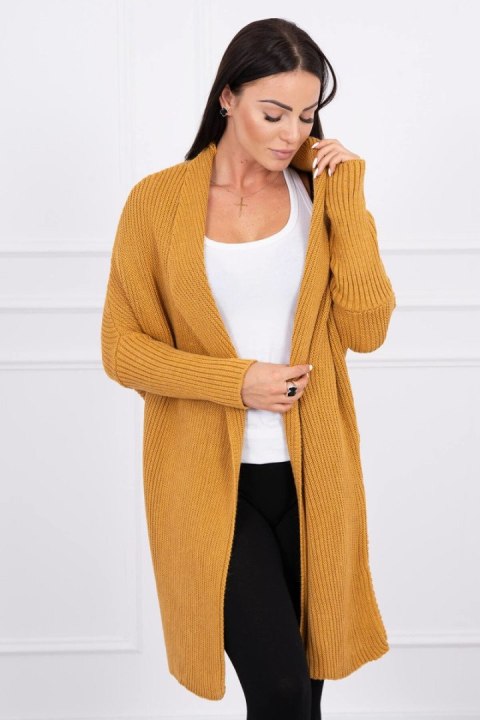 Sweter kardrigan z rękawami typu nietoperz musztardowy Sweter kardrigan z rękawami typu nietoperz musztardowy