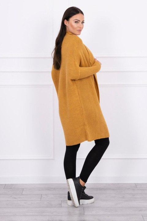 Sweter kardrigan z rękawami typu nietoperz musztardowy Sweter kardrigan z rękawami typu nietoperz musztardowy