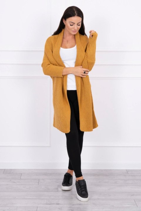 Sweter kardrigan z rękawami typu nietoperz musztardowy Sweter kardrigan z rękawami typu nietoperz musztardowy