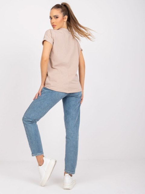 T-shirt RV-TS-7666.19 beżowy S/M T-shirt RV-TS-7666.19 beżowy S/M