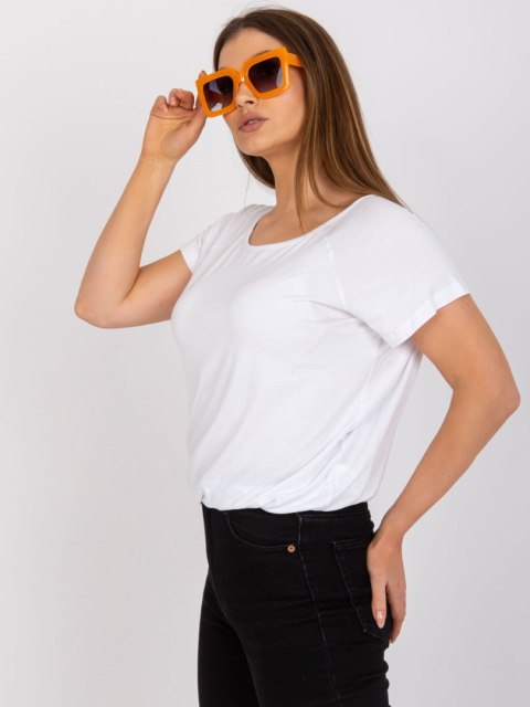 Bluzka t-shirt biały z krótkim rękawem i wiązaniem na plecach S/M Bluzka t-shirt biały z krótkim rękawem i wiązaniem na plecach S/M