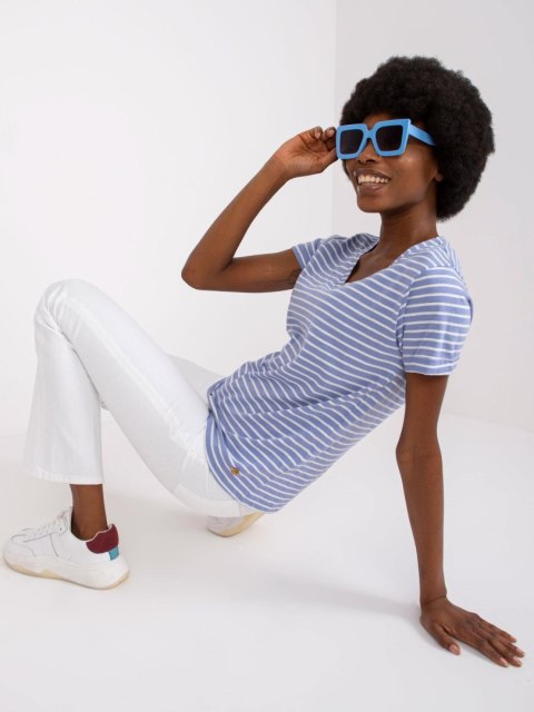 T-shirt D16054M02431A biało-niebieski XS