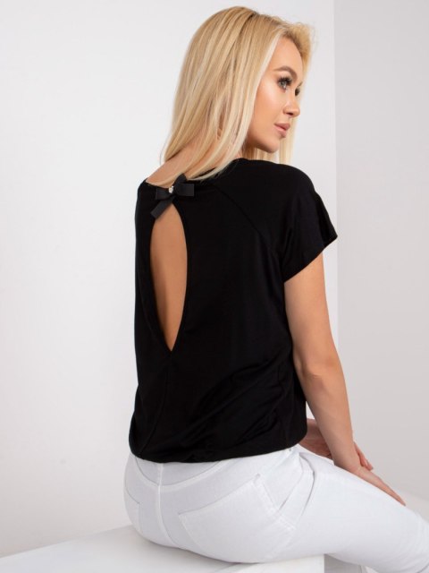 Bluzka czarna z dekoltem na plecach i krótkim rękawem L/XL Bluzka czarna z dekoltem na plecach i krótkim rękawem L/XL
