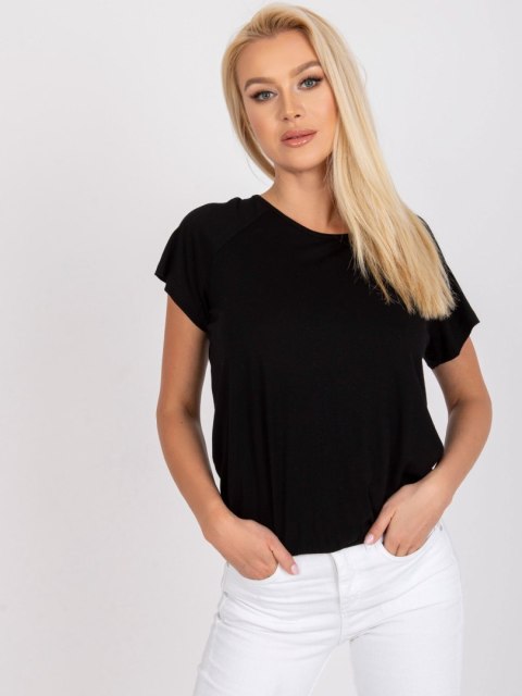 Bluzka czarna z dekoltem na plecach i krótkim rękawem L/XL Bluzka czarna z dekoltem na plecach i krótkim rękawem L/XL