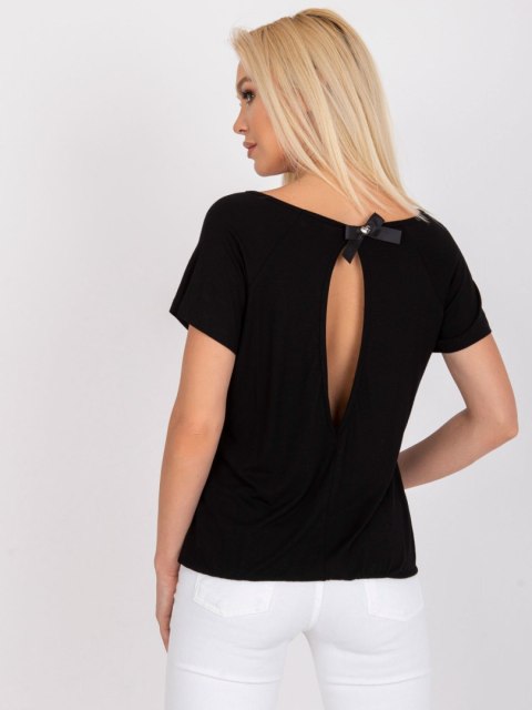 Bluzka czarna z dekoltem na plecach i krótkim rękawem L/XL Bluzka czarna z dekoltem na plecach i krótkim rękawem L/XL