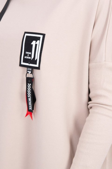 Bluza oversize z asymetrycznymi bokami beżowa Bluza oversize z asymetrycznymi bokami beżowa