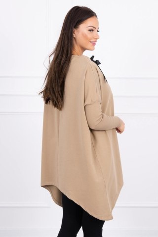 Bluza oversize z asymetrycznymi bokami camelowa UNI