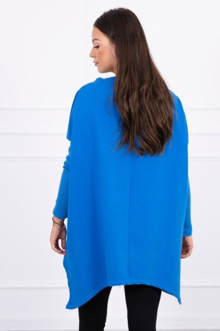 Bluza oversize z asymetrycznymi bokami chabrowa UNI