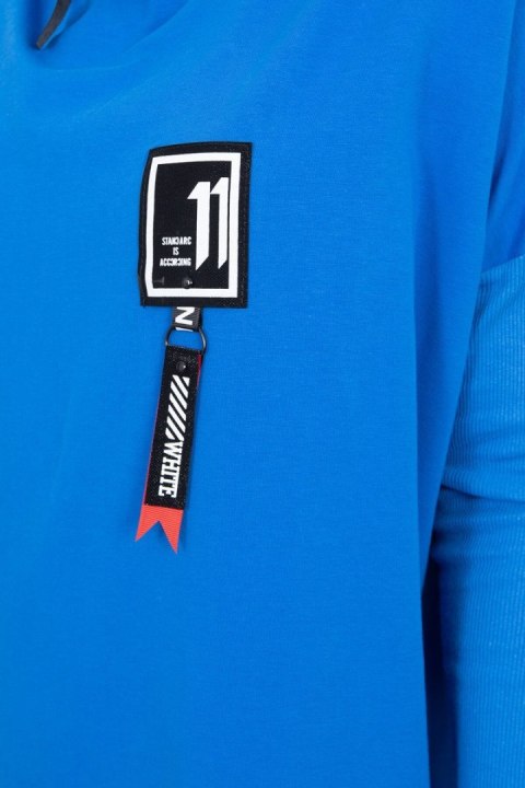 Bluza oversize z asymetrycznymi bokami chabrowa