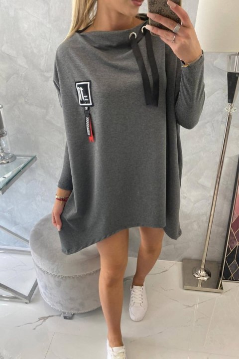 Bluza oversize z asymetrycznymi bokami grafitowa Bluza oversize z asymetrycznymi bokami grafitowa