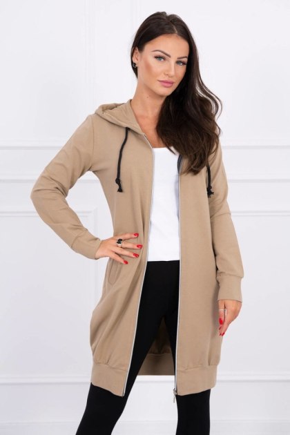 Bluza Sukienkowa z Kapturem Długa Camelowa | Klasyczny Styl | Stylowy Wieszak