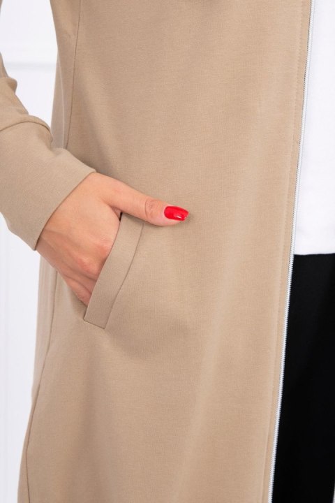 Długa tunika z kapturem w odcieniu camel – styl casual