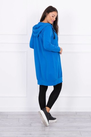 Bluza Sukienkowa z Kapturem Długa Chabrowa | Intensywny Kolor | Stylowy Wieszak