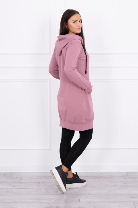 Bluza do kolan z kieszeniami – ciemny róż, casualowa stylizacja