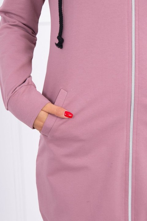 Bluza do kolan z kieszeniami – ciemny róż, casualowa stylizacja