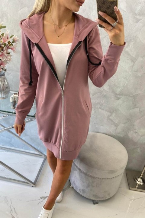 Bluza do kolan z kieszeniami – ciemny róż, casualowa stylizacja