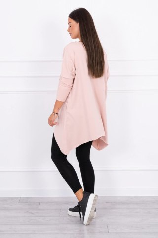 Bluzka oversize z nadrukiem tęczowych ust ciemny pudrowy róż