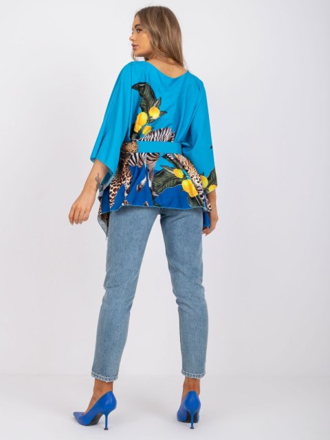 modna bluzka w nadruk z paskiem one size