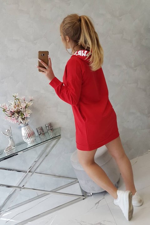 Sukienka z kapturem Oversize czerwona Sukienka z kapturem Oversize czerwona