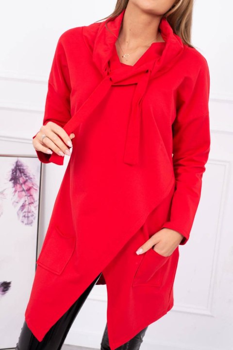 Tunika z kopertowym przodem Oversize czerwona Tunika z kopertowym przodem Oversize czerwona