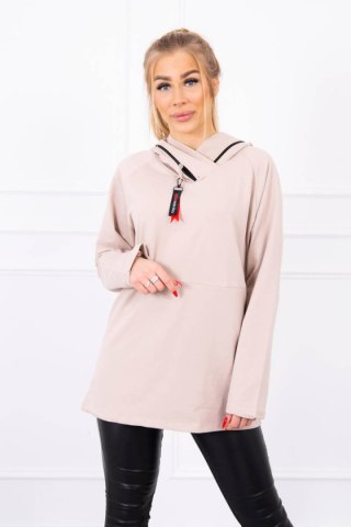 Tunika z suwakiem na kapturze Oversize beżowa