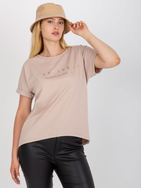 T-shirt RV-TS-7776.02P beżowy T-shirt RV-TS-7776.02P beżowy