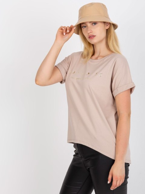 T-shirt RV-TS-7776.02P beżowy T-shirt RV-TS-7776.02P beżowy