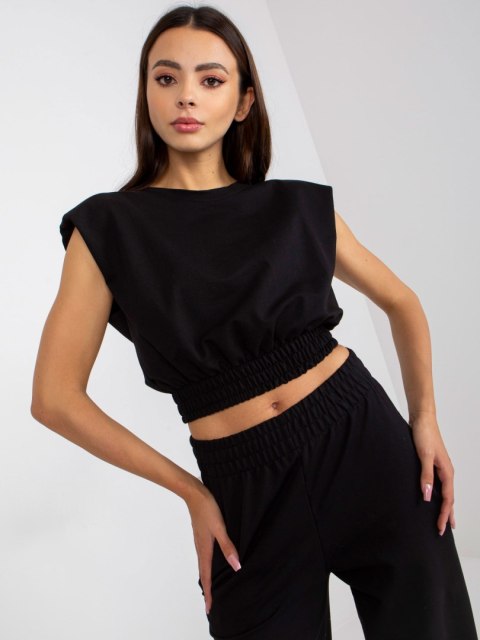 Komplet dwuczęściowy damski czarny basic S Rue Paris Komplet dwuczęściowy damski czarny basic S Rue Paris