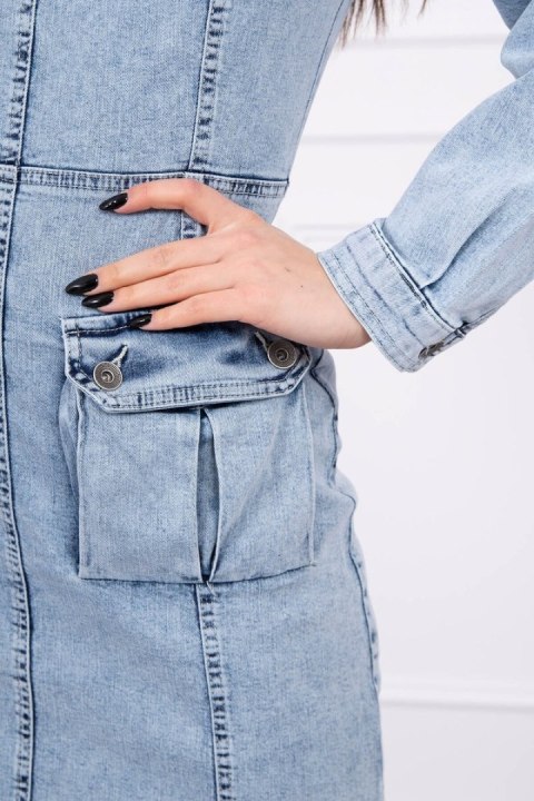 Sukienka jeansowa ze stretchem, odkryte ramiona S/M-L/XL