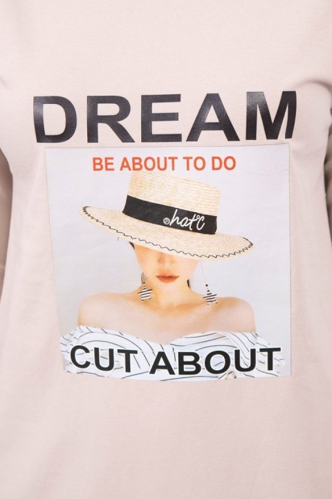 Sukienka z nadrukiem Dream beżowa Sukienka z nadrukiem Dream beżowa