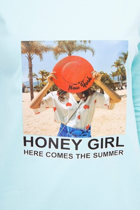 Sukienka z nadrukiem Honey girl miętowa