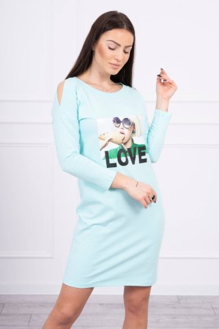 Sukienka z nadrukiem Love miętowa