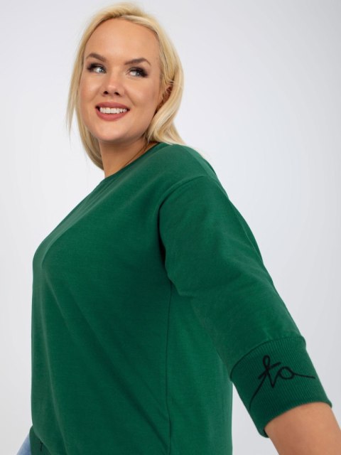 Bluza z napisami, rekaw 3/4 Charliza ciemnozielona Bluza z napisami, rekaw 3/4 Charliza ciemnozielona