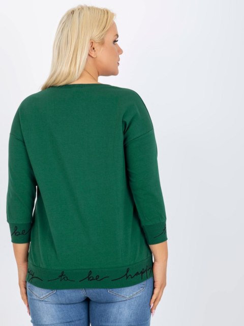 Bluza z napisami, rekaw 3/4 Charliza ciemnozielona Bluza z napisami, rekaw 3/4 Charliza ciemnozielona