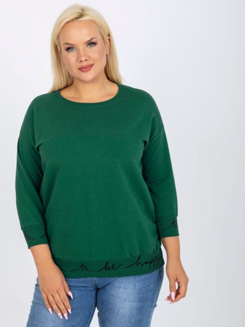 Bluza z napisami, rekaw 3/4 Charliza ciemnozielona Bluza z napisami, rekaw 3/4 Charliza ciemnozielona