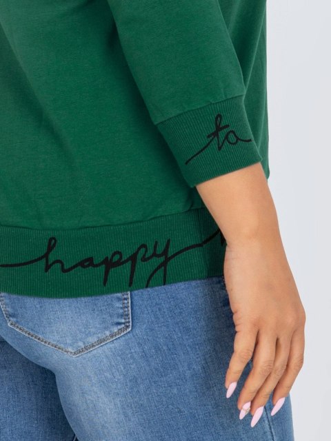 Bluza z napisami, rekaw 3/4 Charliza ciemnozielona Bluza z napisami, rekaw 3/4 Charliza ciemnozielona