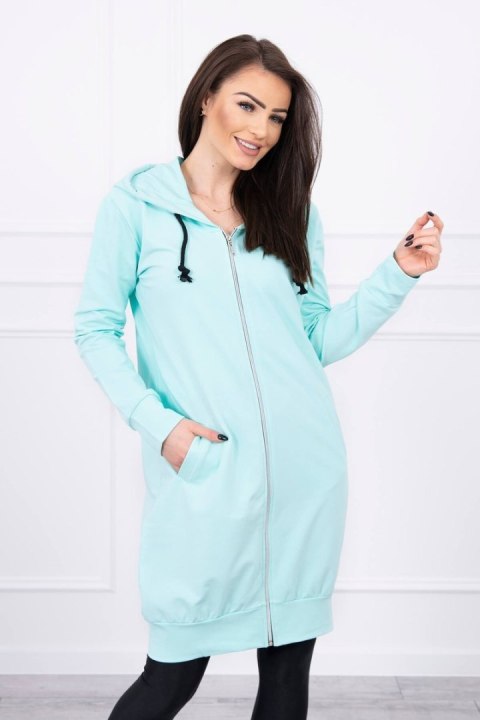 Bluza miętowa do kolan z kieszeniami – pastelowa stylizacja casual