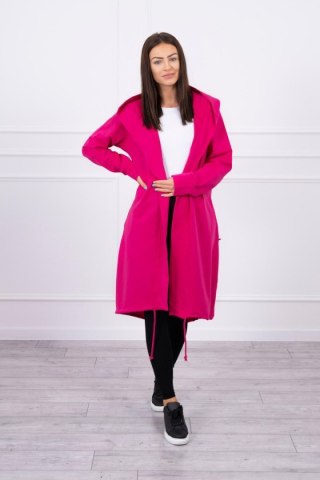 Narzutka z nadrukiem oversize fuksja, z kapturem