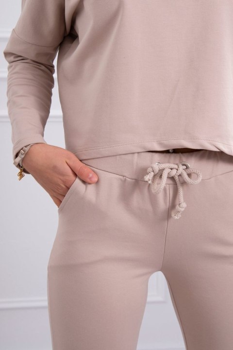 Komplet z bluzką oversize beżowy