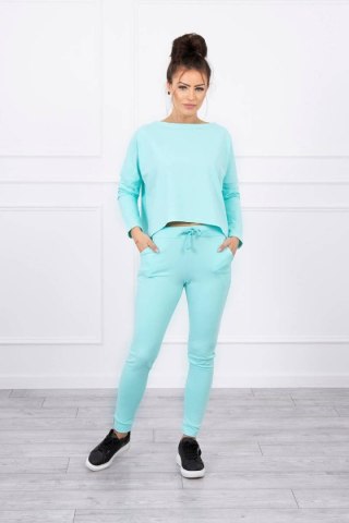 Komplet z bluzką oversize miętowy