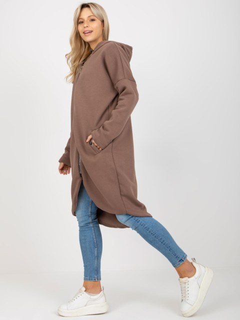 Bluza długa brązowa z kapturem i suwakiem Tina Bluza długa brązowa z kapturem i suwakiem Tina