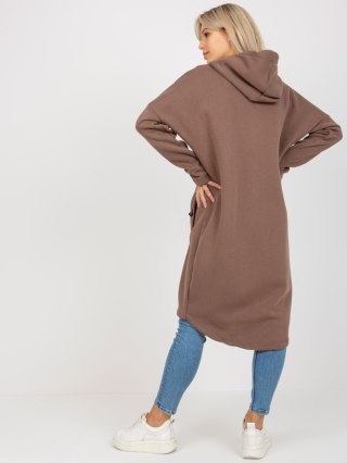 Bluza długa brązowa z kapturem i suwakiem Tina S/M