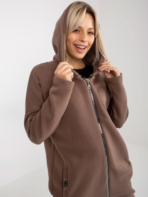 Bluza długa brązowa z kapturem i suwakiem Tina Bluza długa brązowa z kapturem i suwakiem Tina